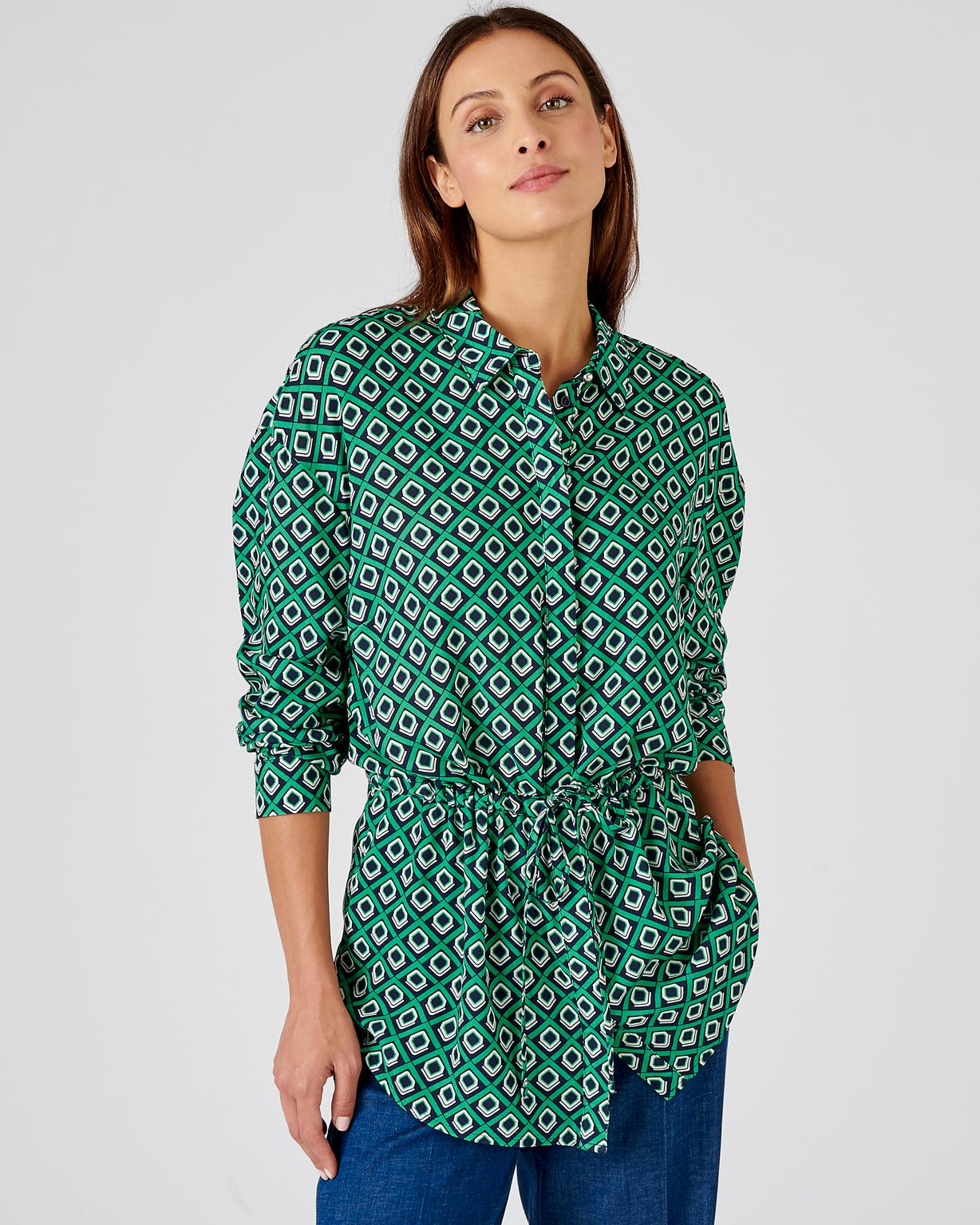 Chemisier-tunique à ceinture pure viscose