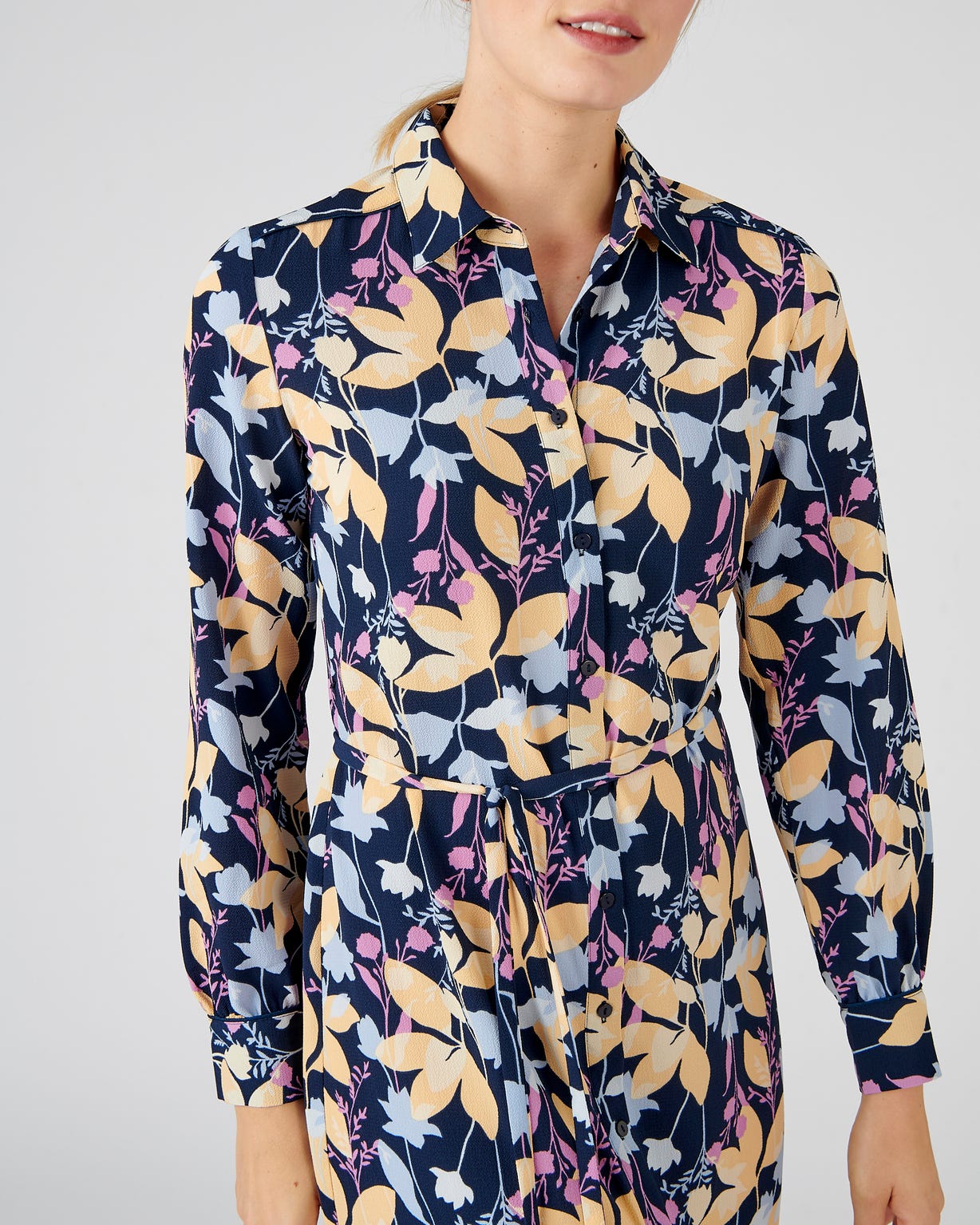 Robe-chemise crêpe reliéfé imprimé