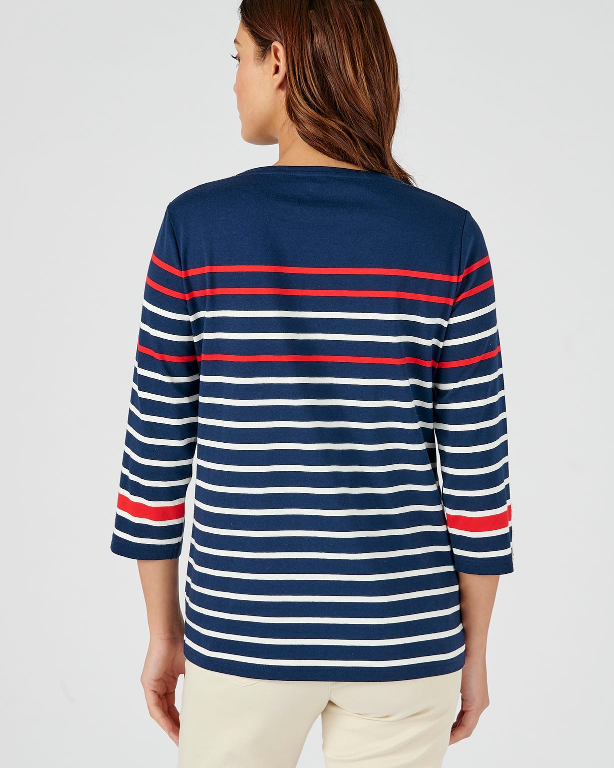 Tee-shirt marinière en pur coton manches 3/4