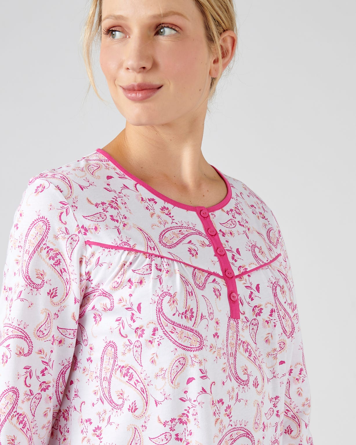 Chemise de nuit en pur coton peigné