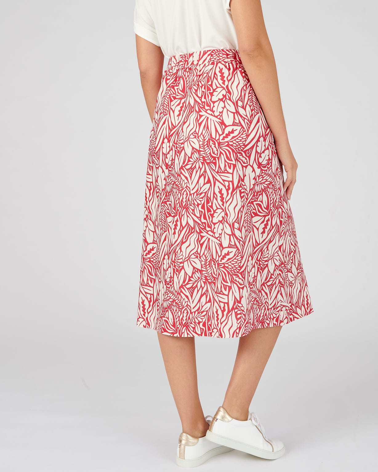 Jupe mélange lin fleurie