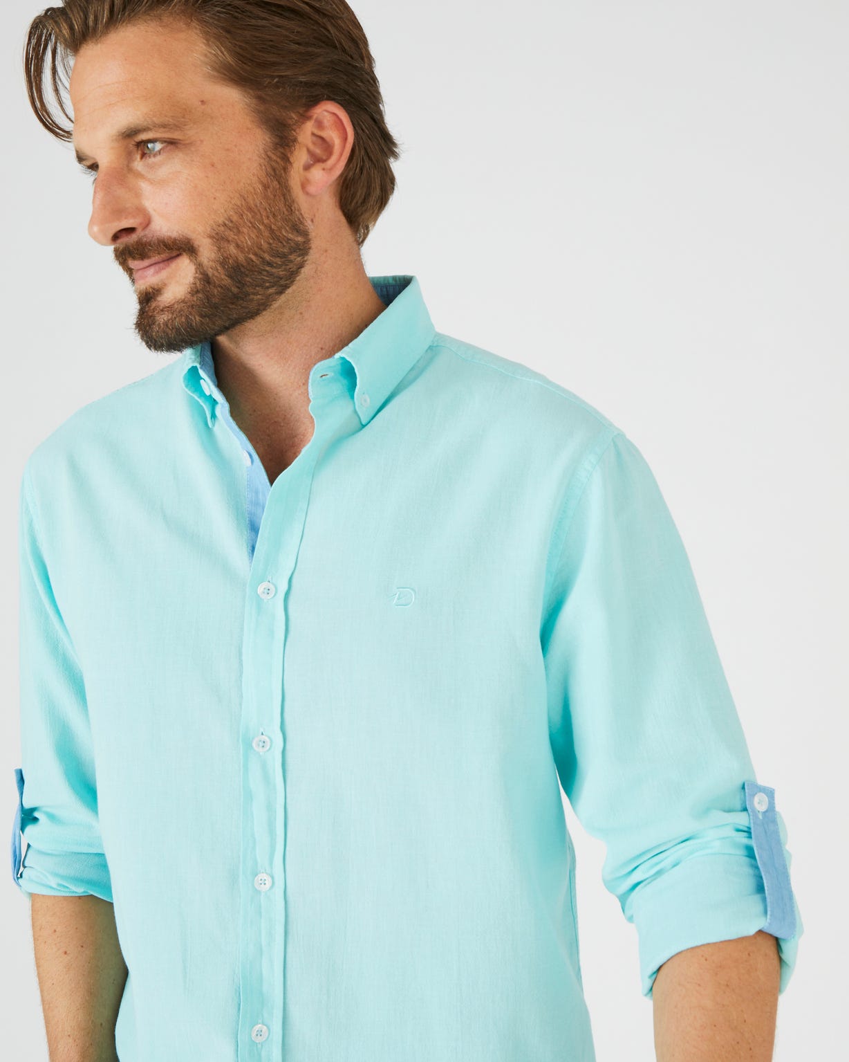 Chemise ample coton/lin, manches longues