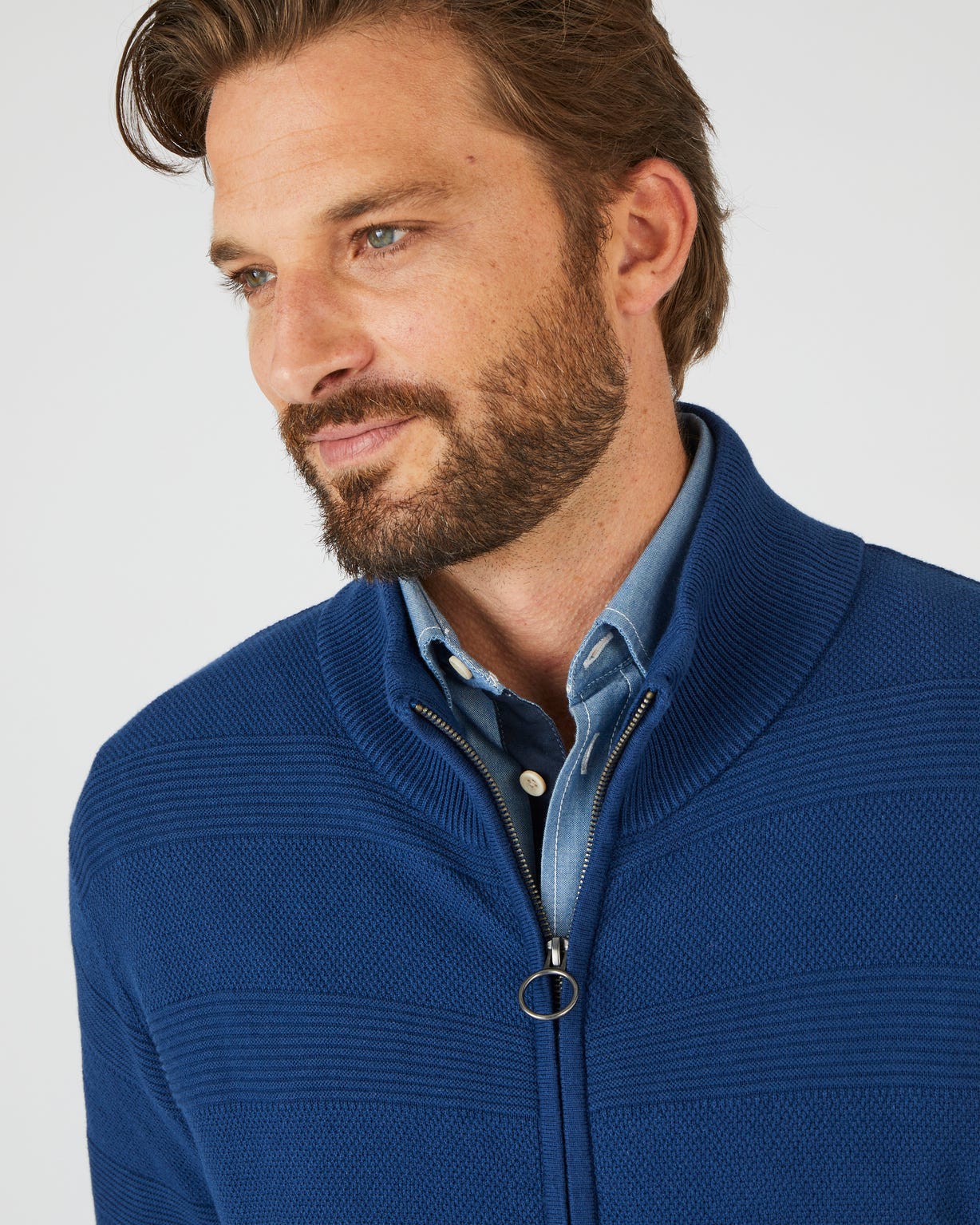 Gilet à col montant maille jacquard fantaisie