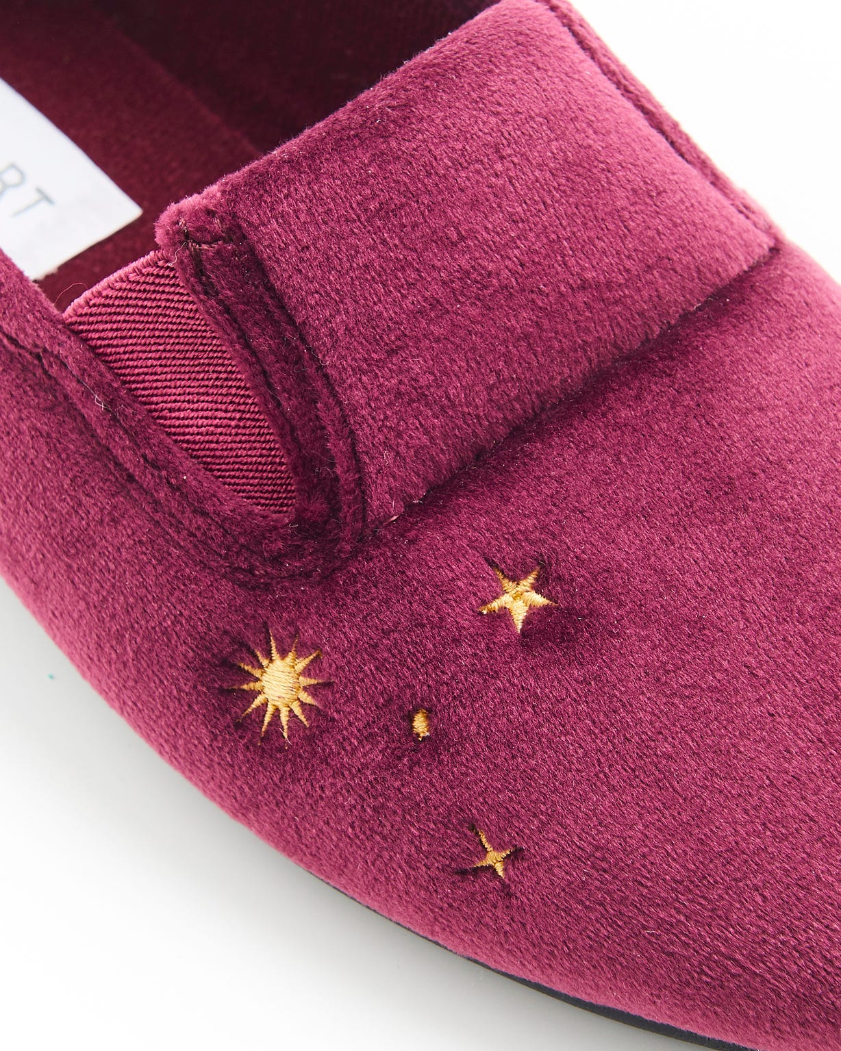 Chaussons brodés aspect velours