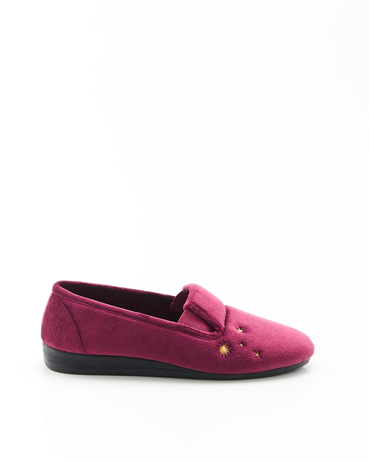 Chaussons brodés aspect velours