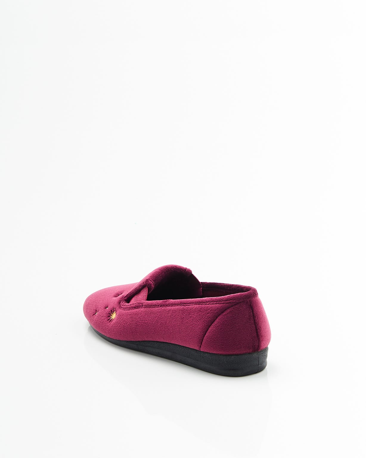 Chaussons brodés aspect velours