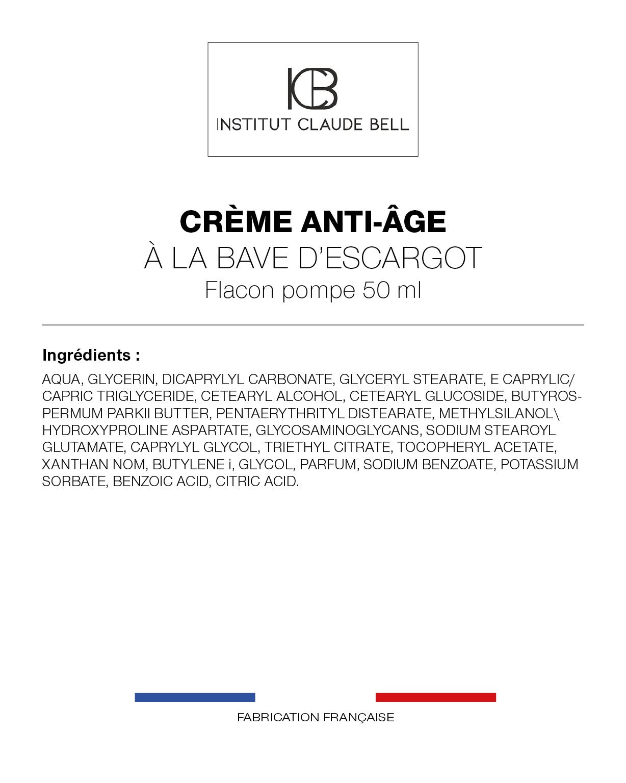 Crème anti-âge pour visage à la bave d'escargot