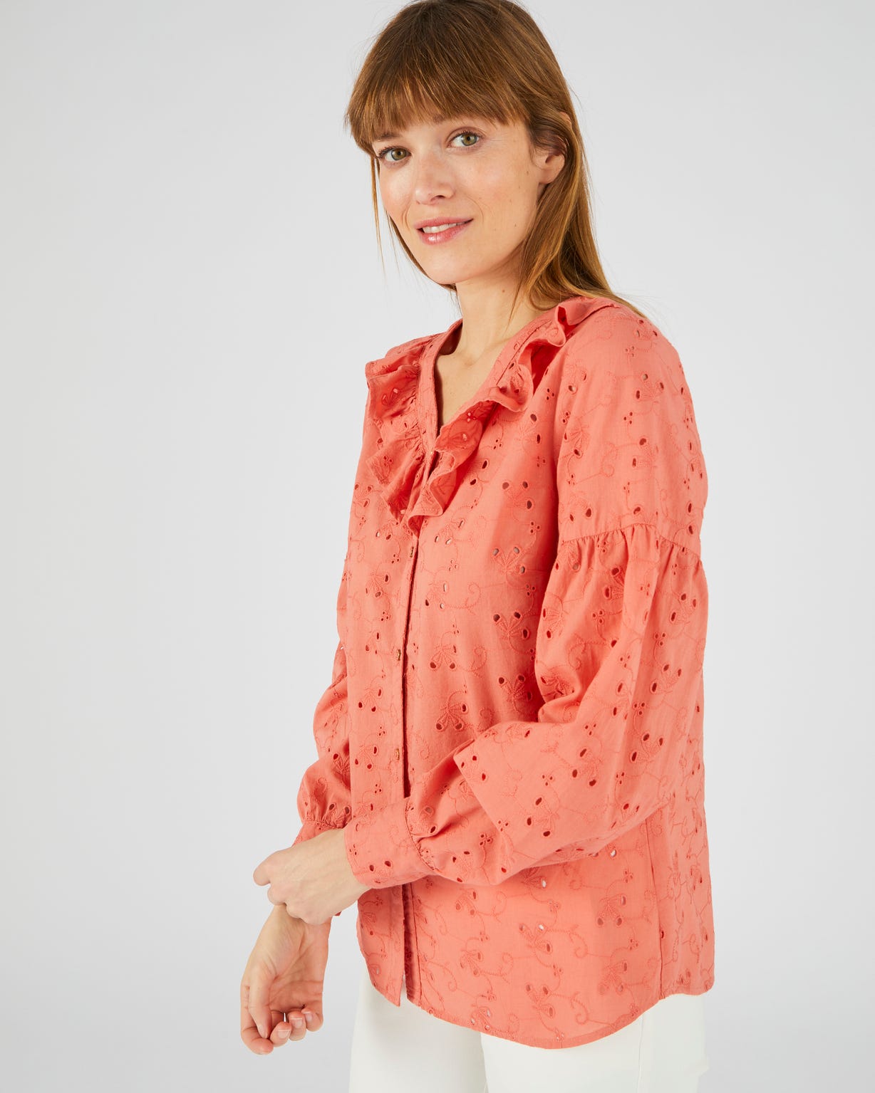 Chemisier à volants broderie anglaise Chemisier