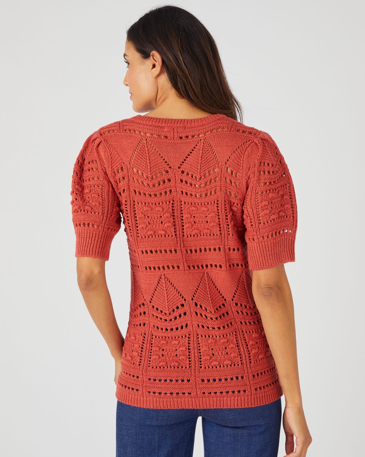 Pull maille ajourée effet crochet