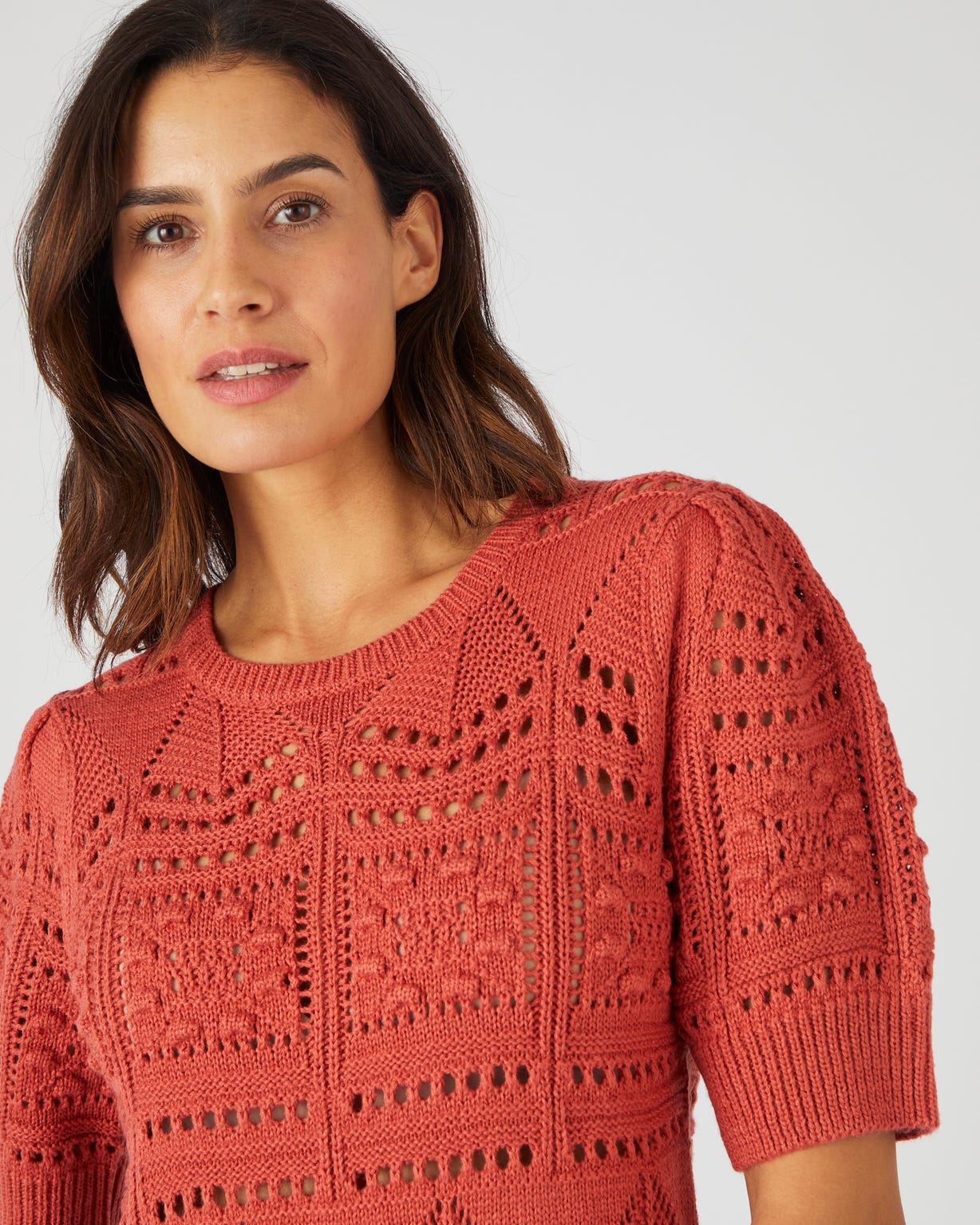 Pull maille ajourée effet crochet