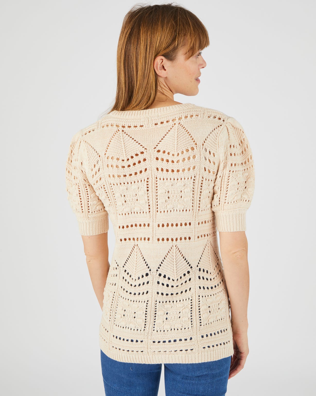 Pull maille ajourée effet crochet