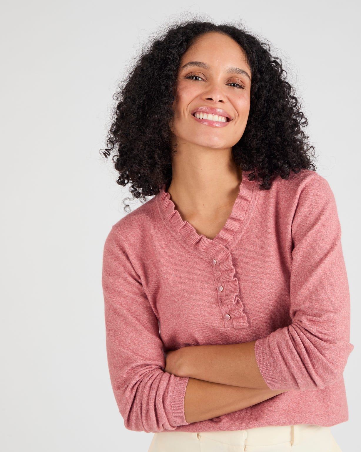 Pull col à volant mélange laine Thermolactyl