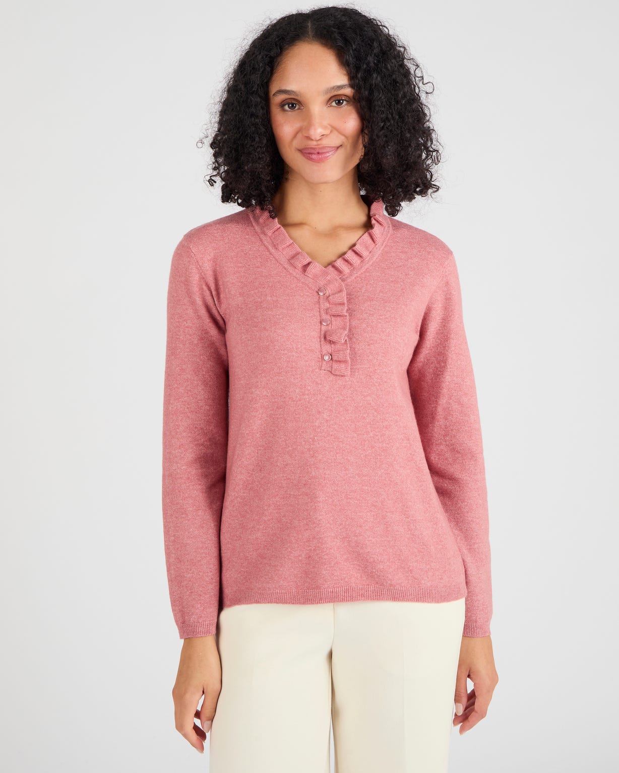 Pull col à volant mélange laine Thermolactyl