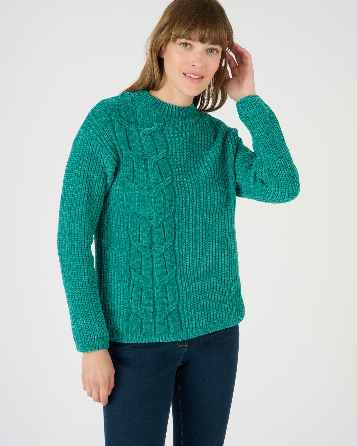 Pull maille chenille torsadé