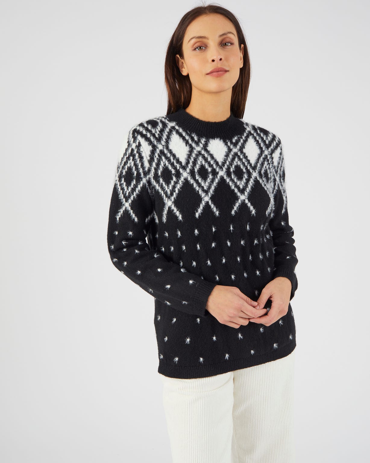 Pull maille poilue jacquard Thermolactyl