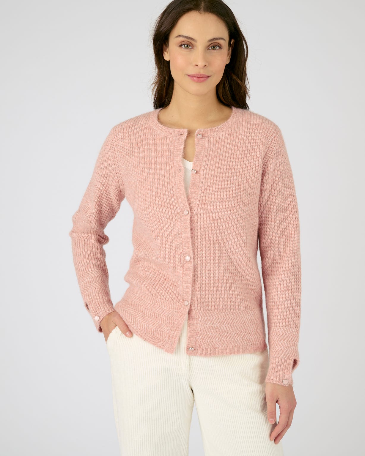 Cardigan maille perlée mélange alpaga