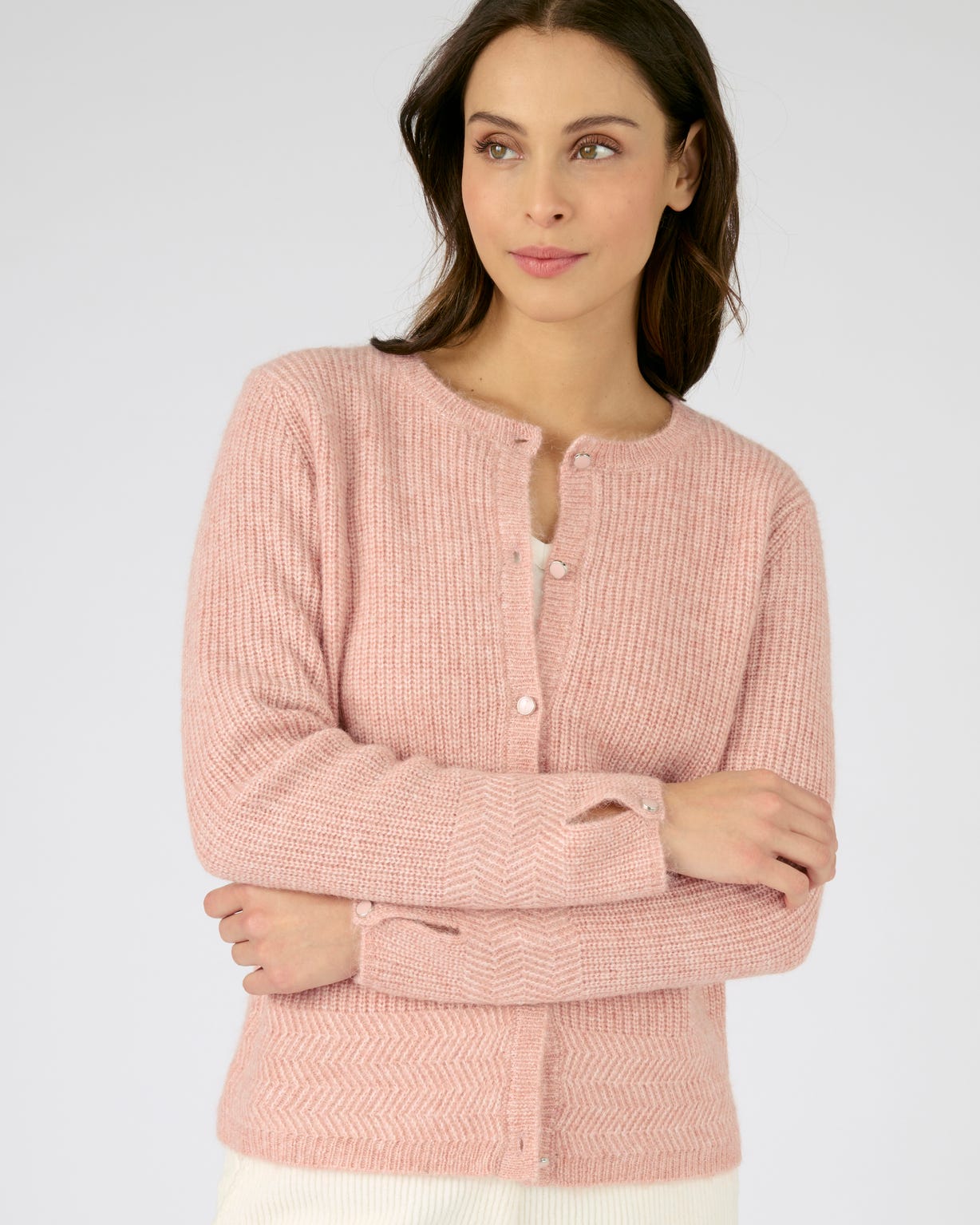 Cardigan maille perlée mélange alpaga