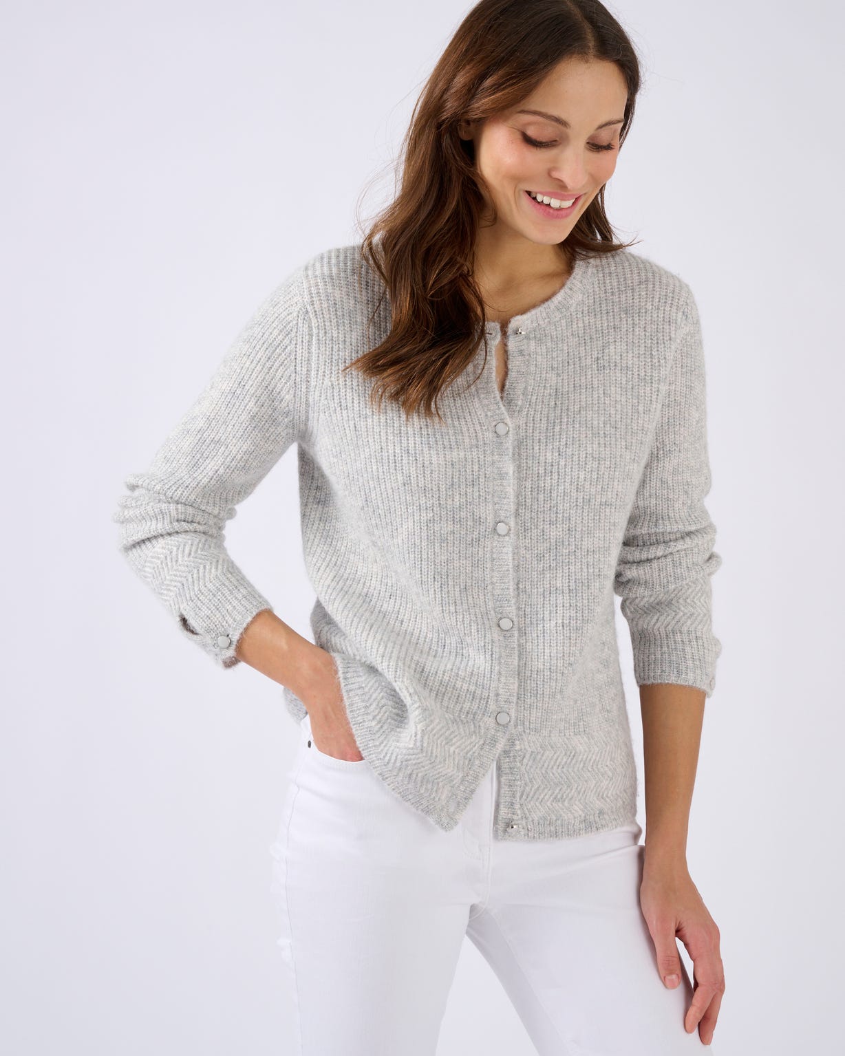 Cardigan maille perlée mélange alpaga