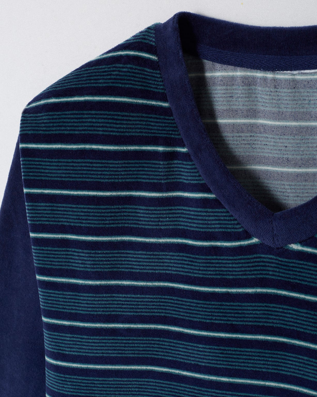 Pyjama velours rayé mélange coton