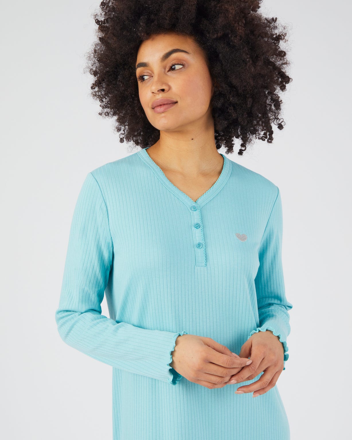 Chemise de nuit maille interlock côtelée douce et souple