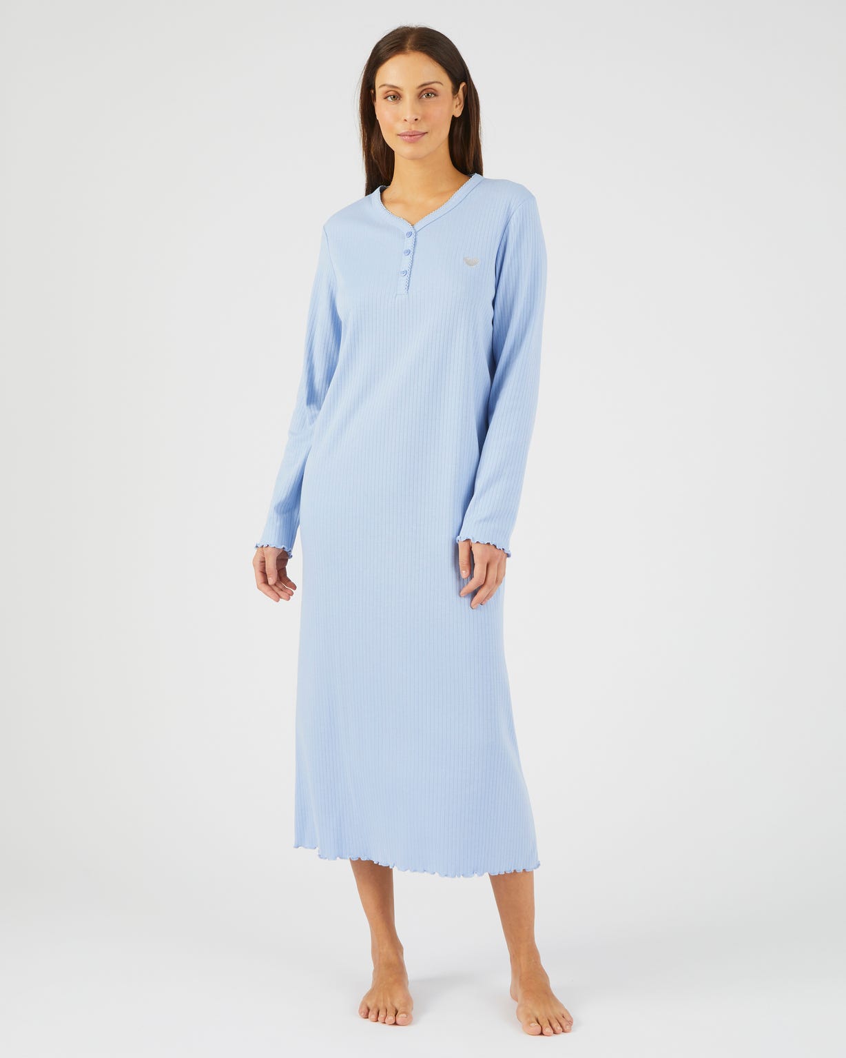 Chemise de nuit maille interlock côtelée douce et souple
