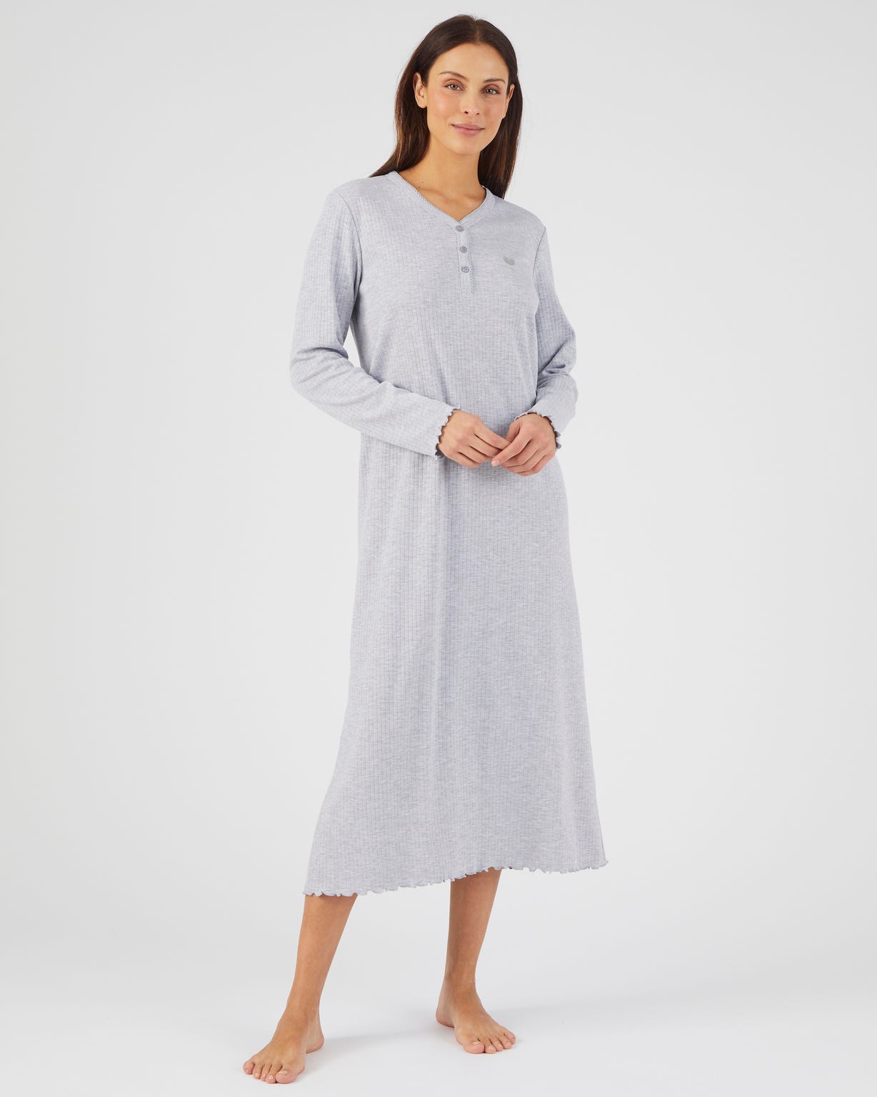 Chemise de nuit maille interlock côtelée douce et souple