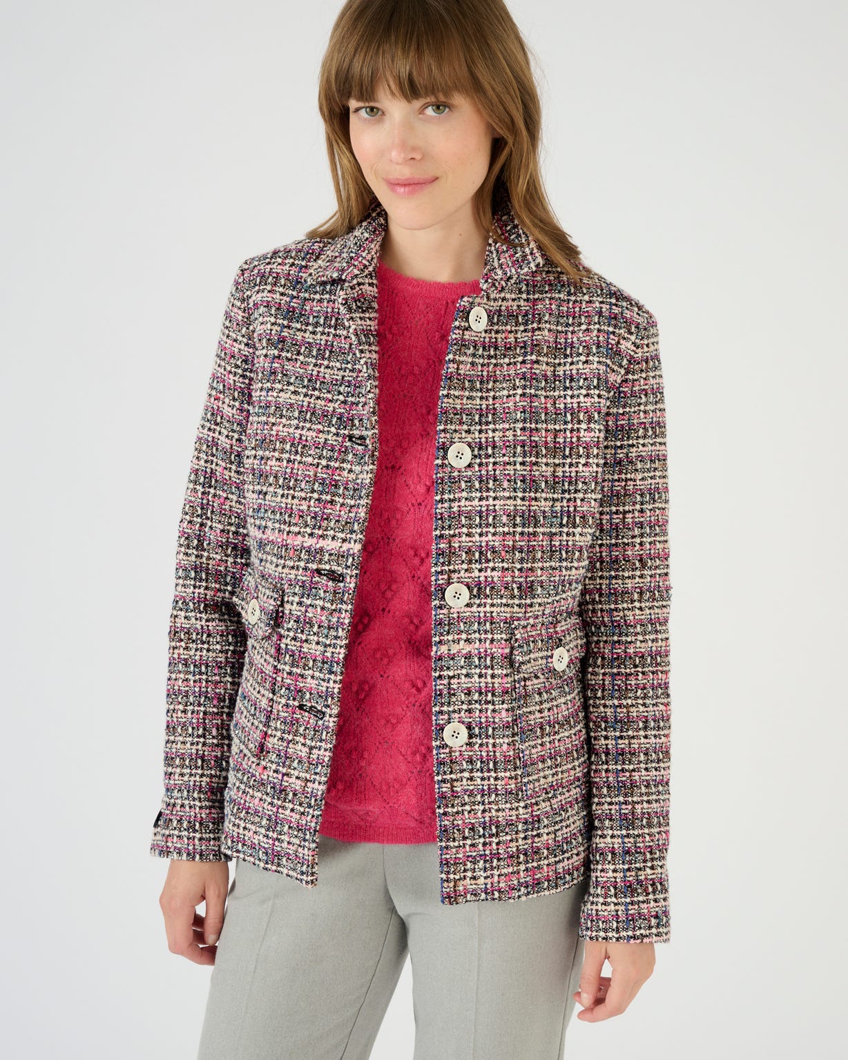 Veste doublée effet tweed fils brillants
