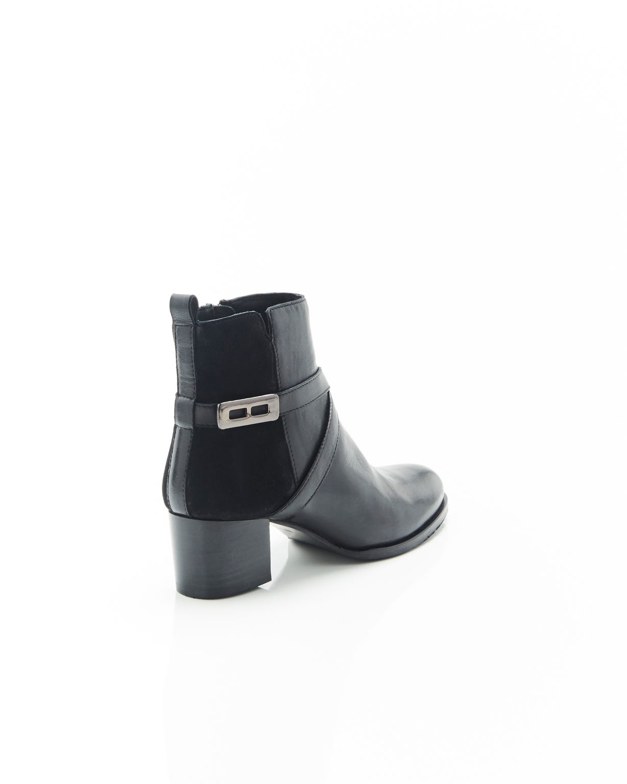 Bottines à talon bi-matières