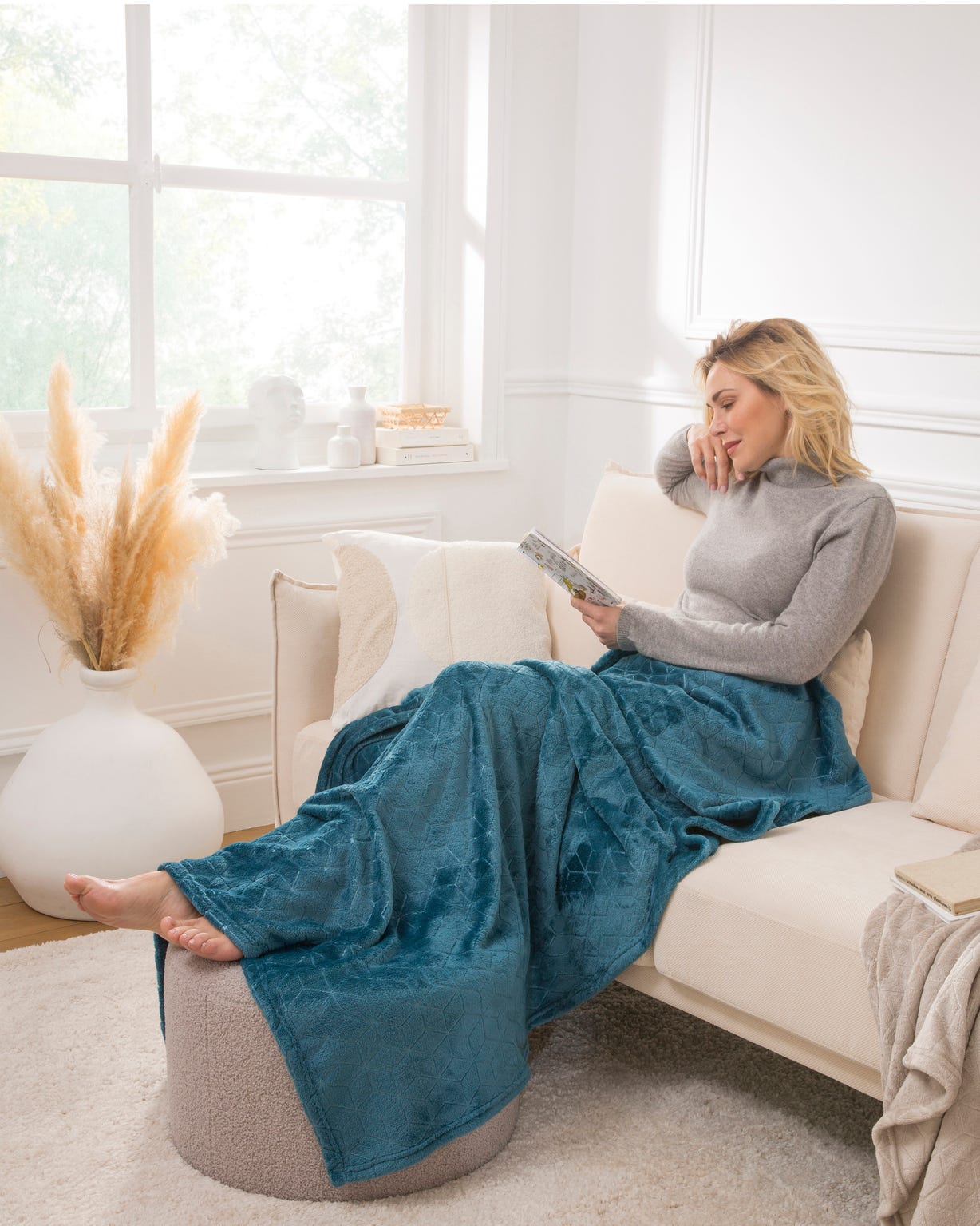 Plaid polaire jacquard