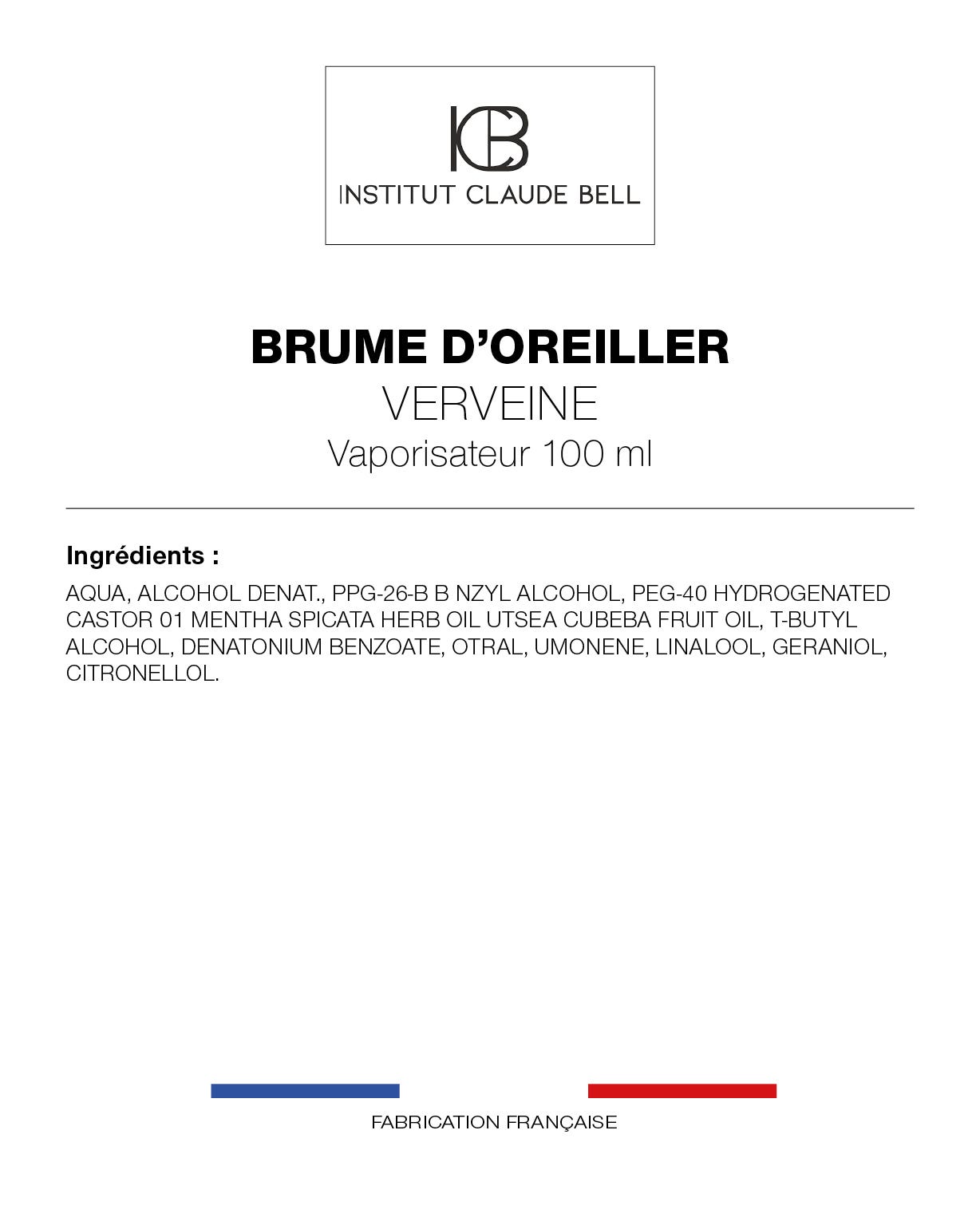 Brume d'oreiller aux huiles essentielles, Institut Claude Bell