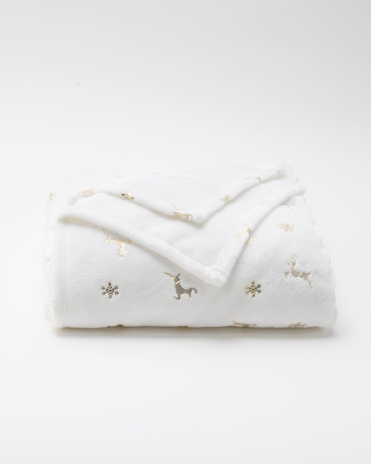 Plaid polaire biches et étoiles des neiges