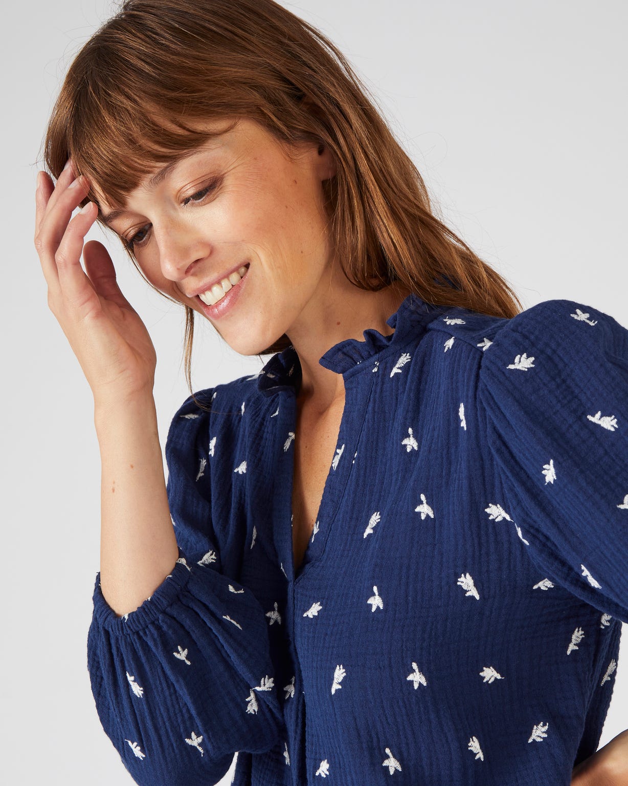 Blouse gaze pur coton brodée
