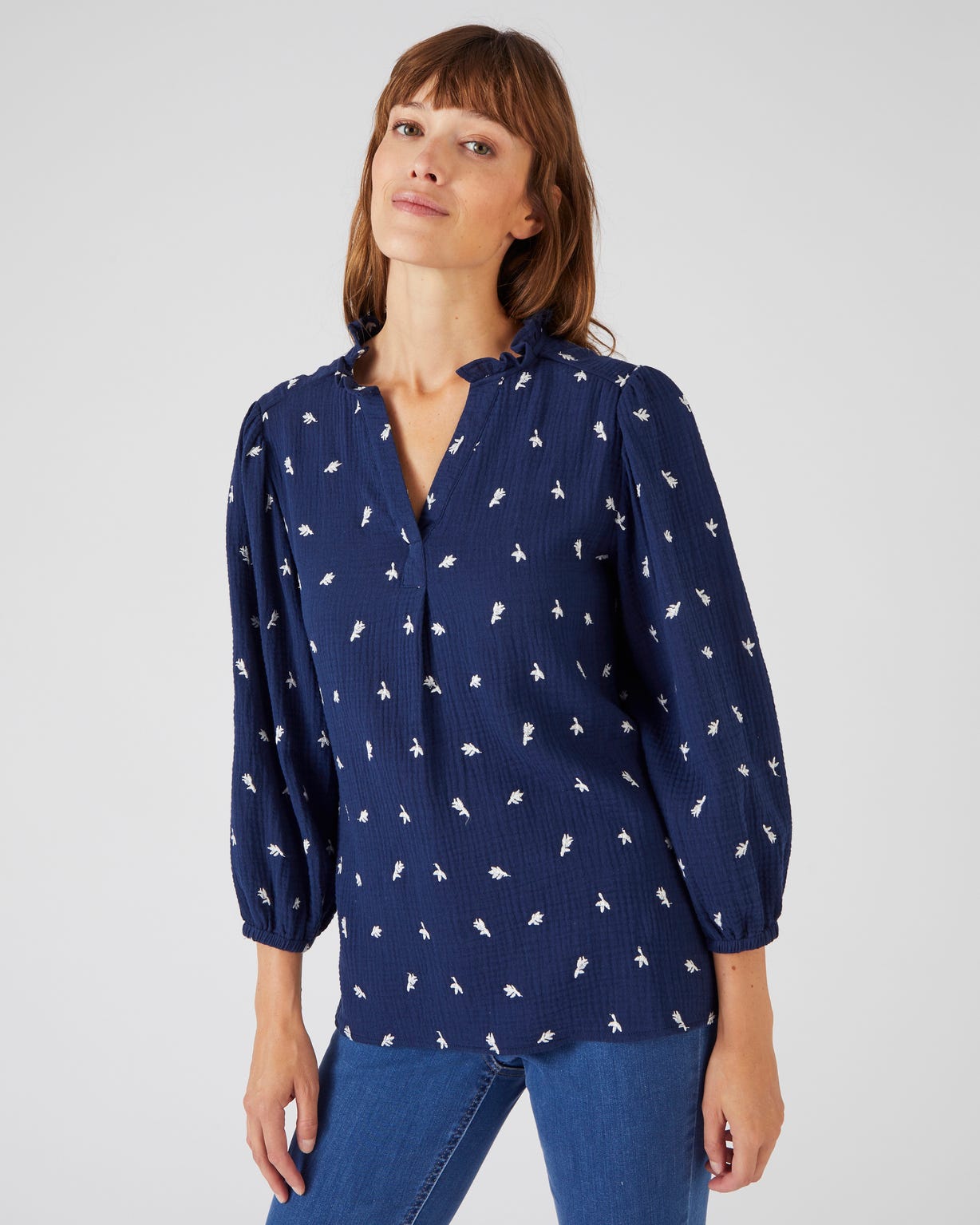 Blouse gaze pur coton brodée