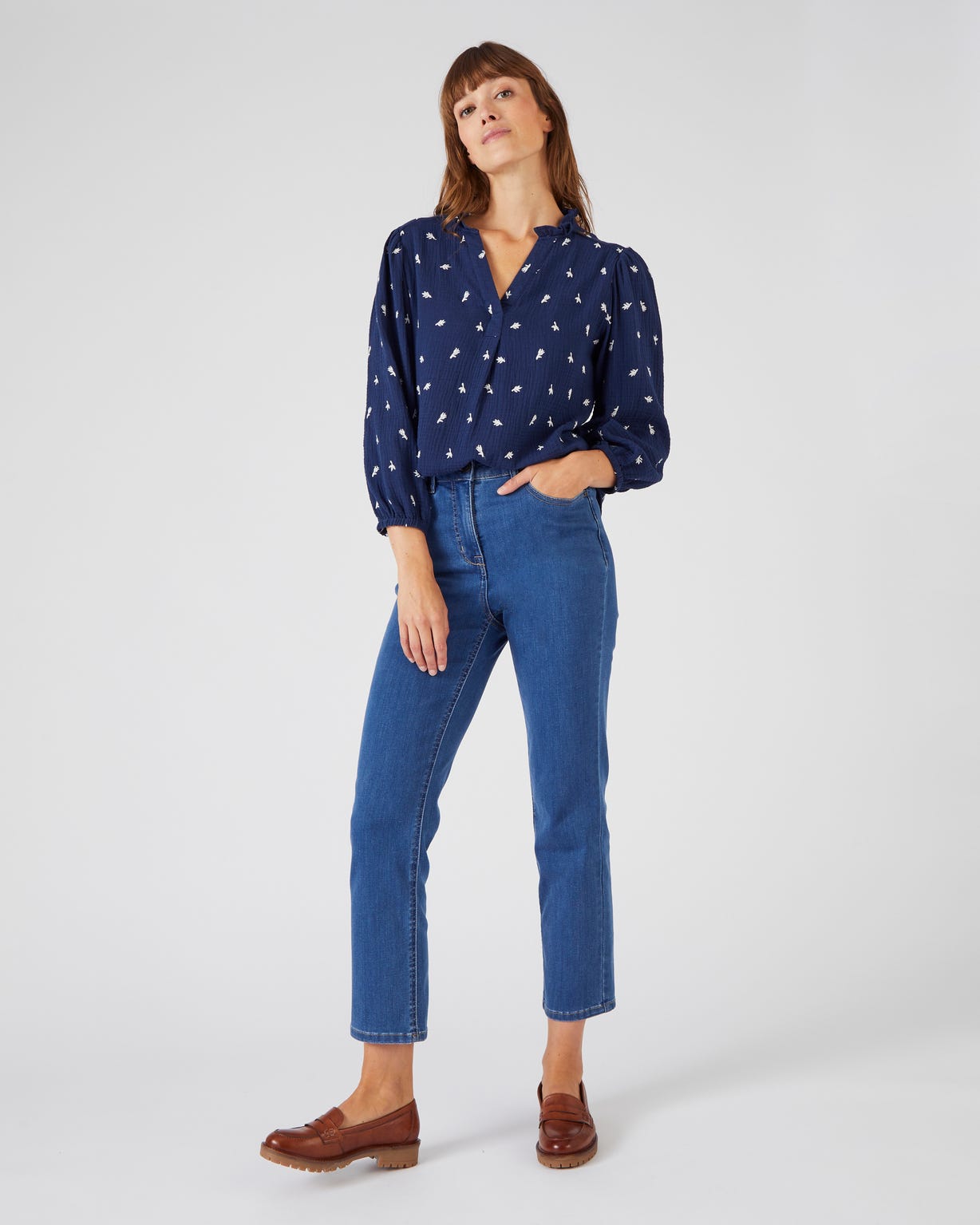 Blouse gaze pur coton brodée