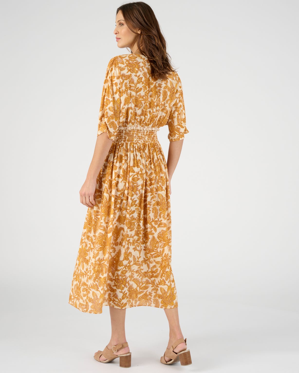 Robe longue à smocks