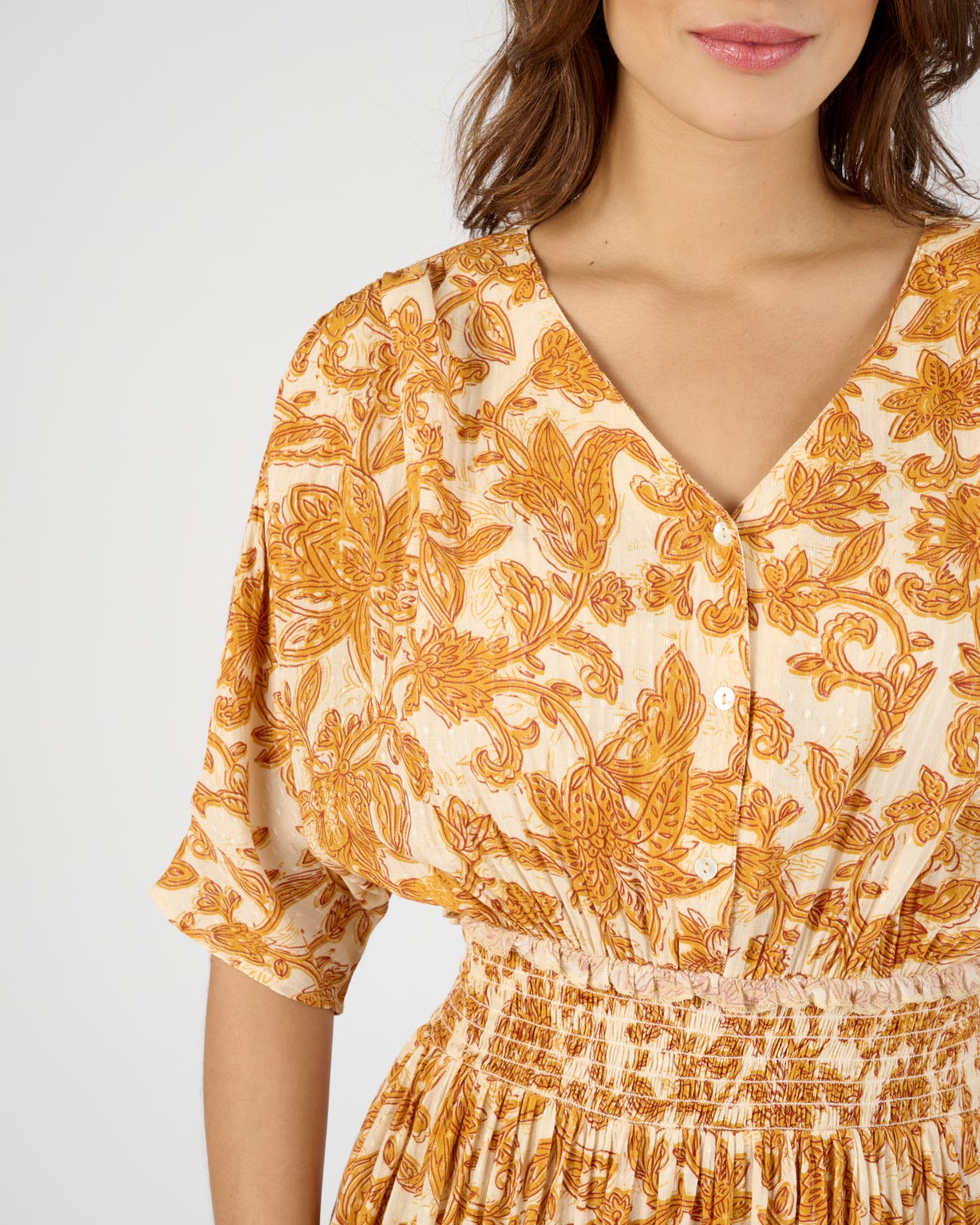 Robe longue à smocks