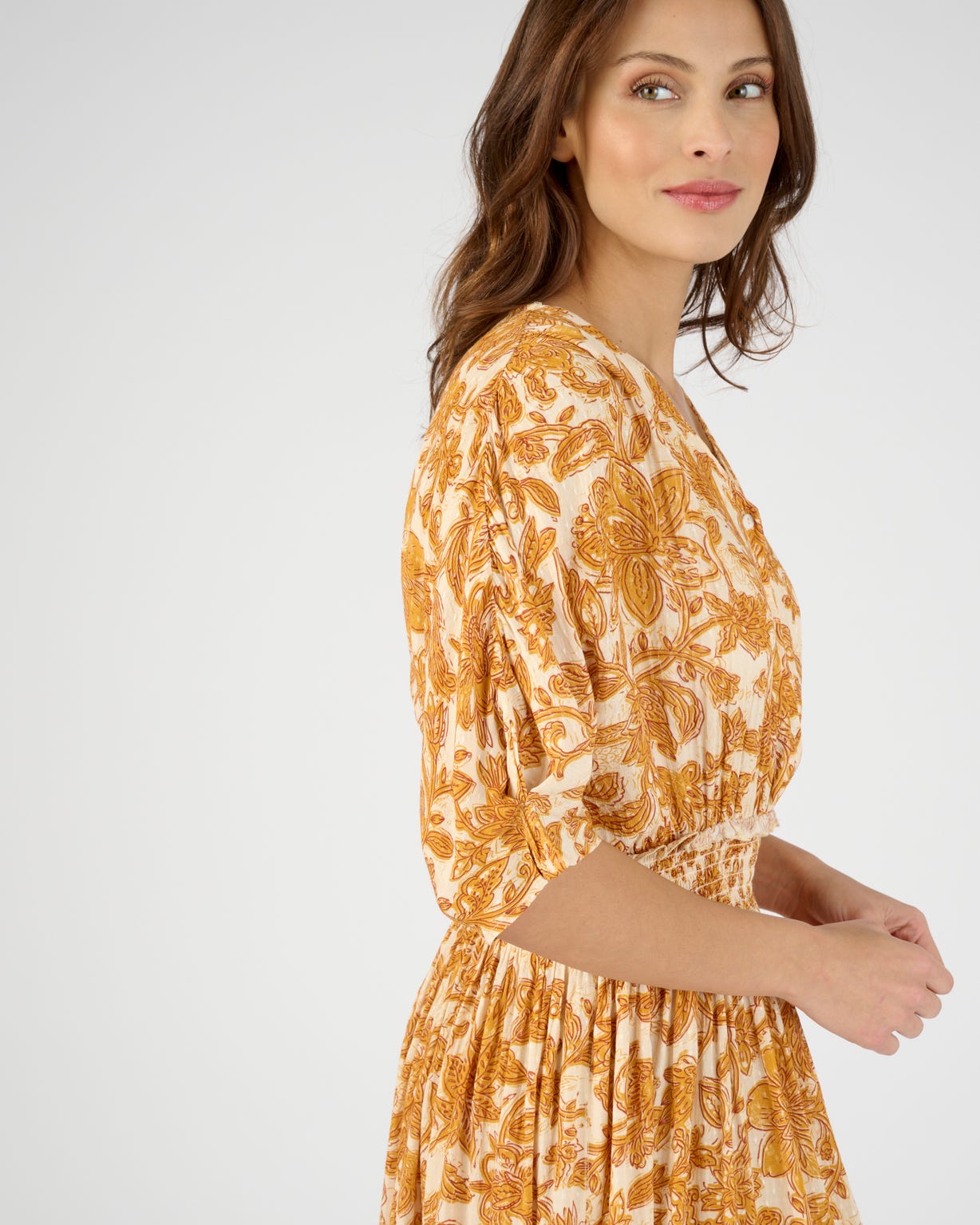 Robe longue à smocks