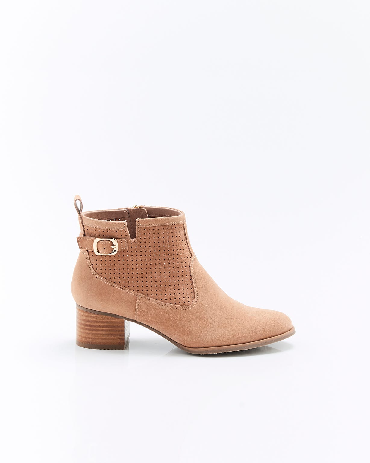 Bottines dessus croûte de cuir perforée