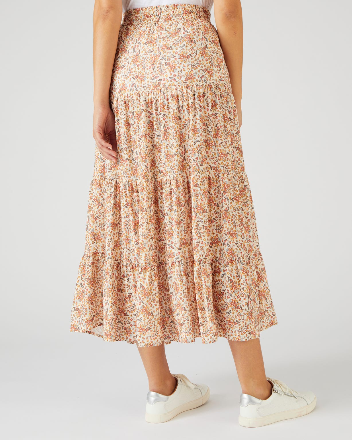 Jupe longue à volants pure viscose