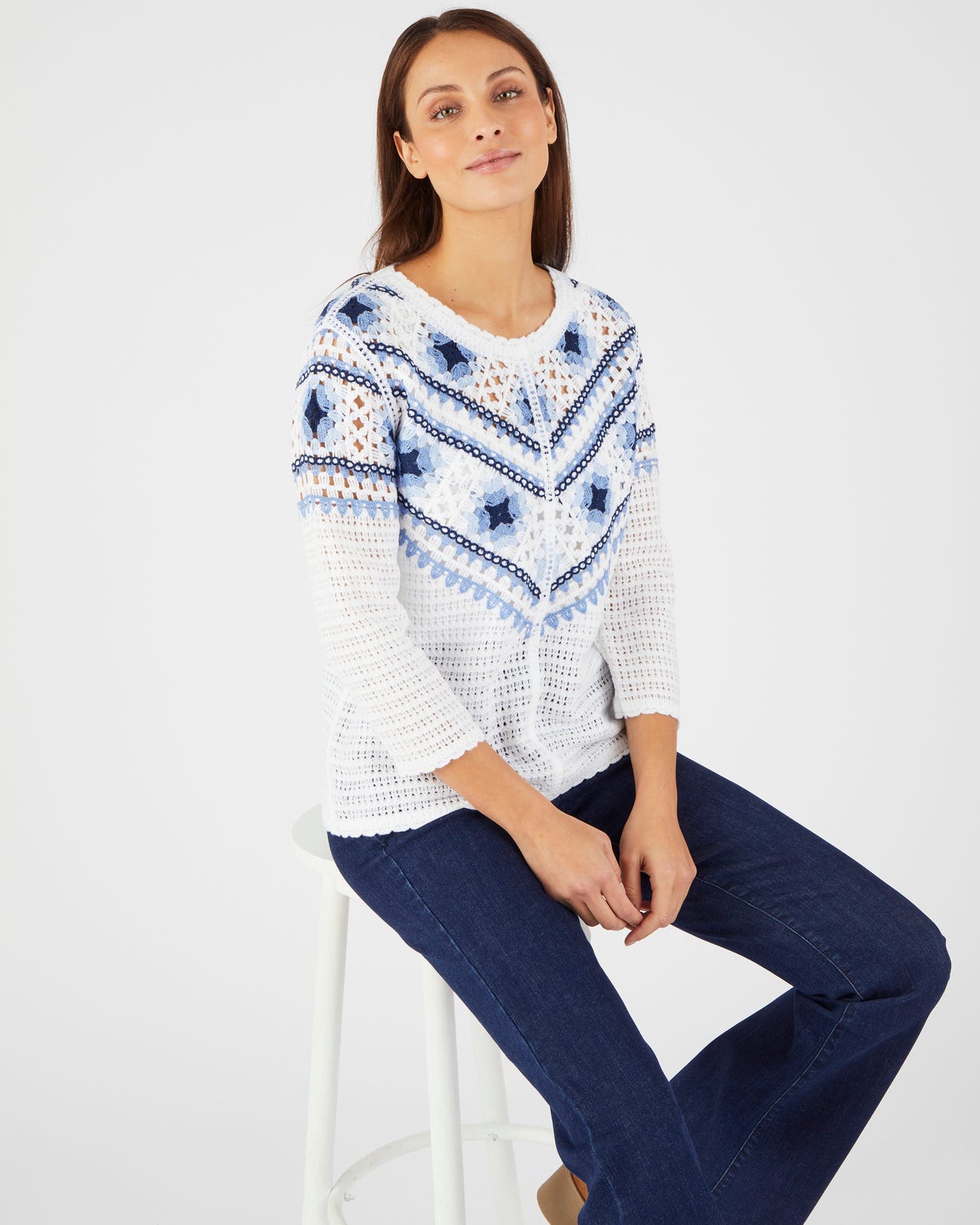 Pull maille crochet colorée