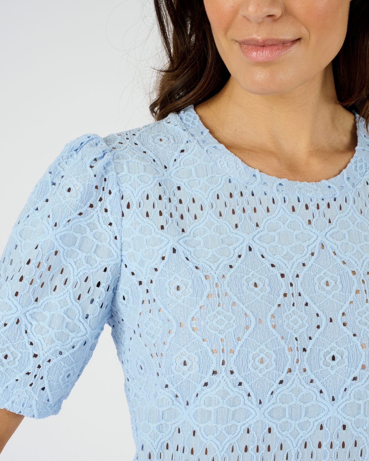 T-shirt en maille ajourée effet dentelle