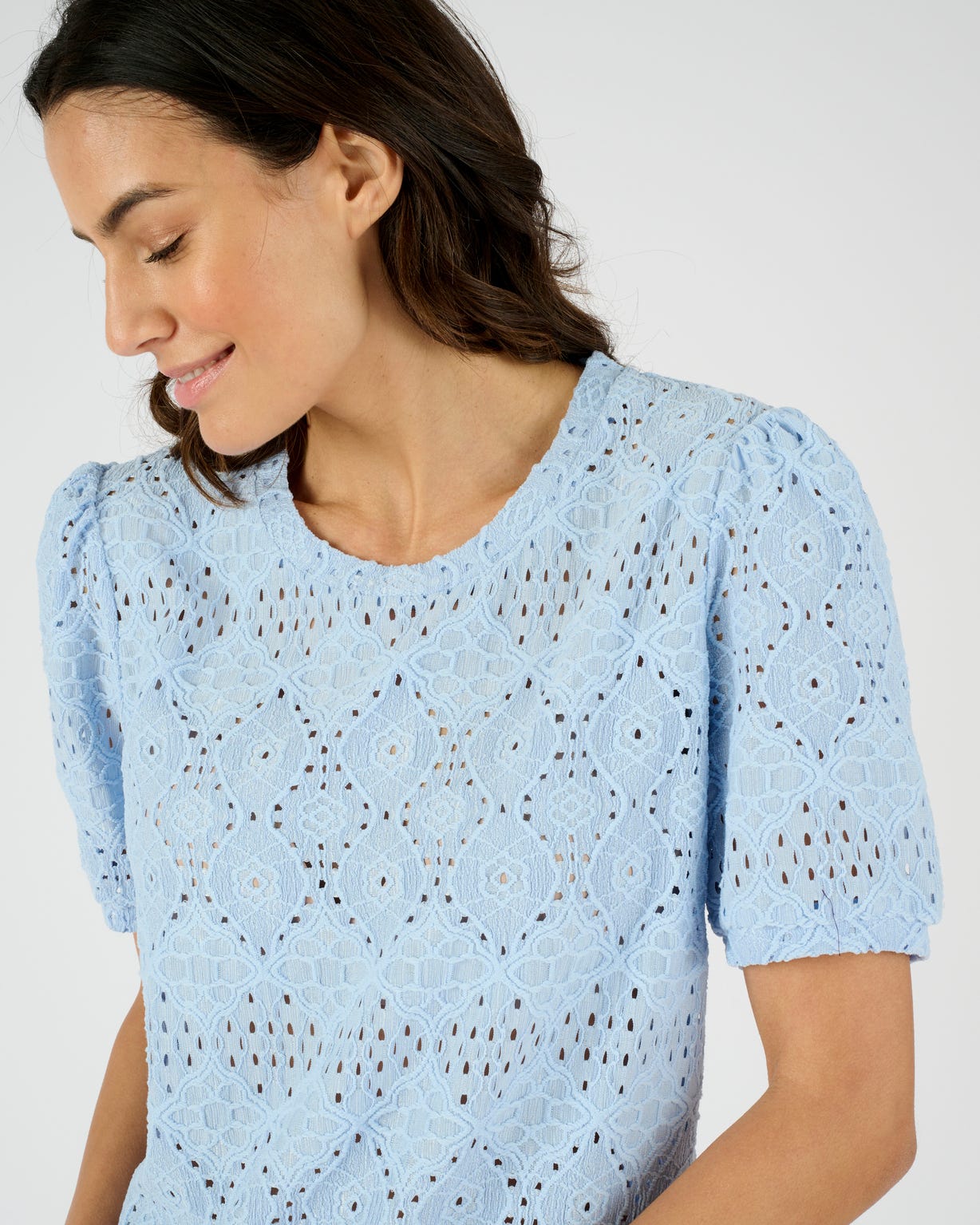 T-shirt en maille ajourée effet dentelle