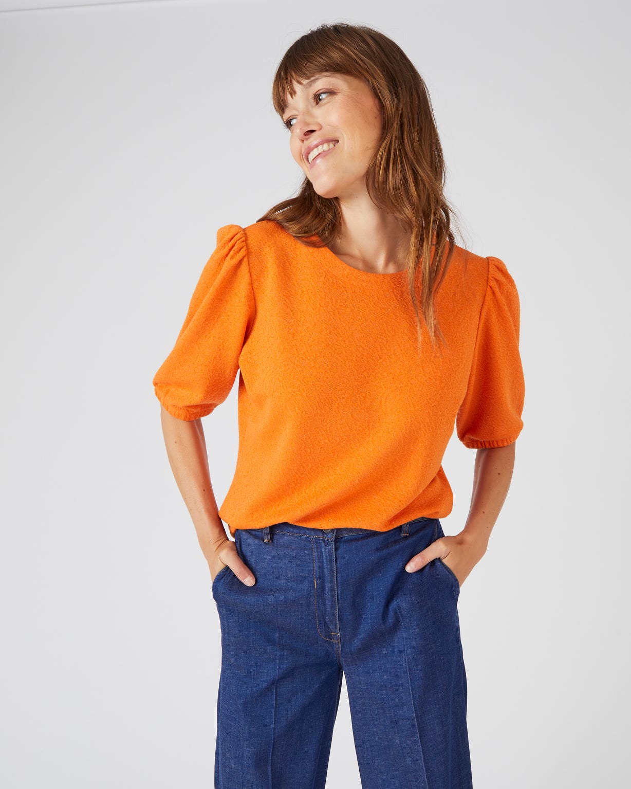 Tee-shirt en maille jacquard avec fil brillant