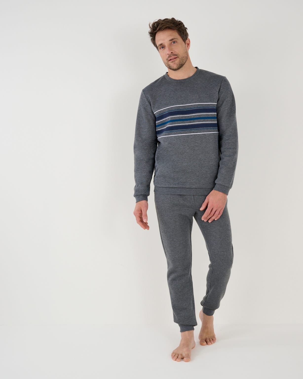 Pyjama Homme Damart 100% Coton Peigné - Ensemble Haut Et Bas - Maille Jersey Confortable - Taille S à XXL - Bleu - 2