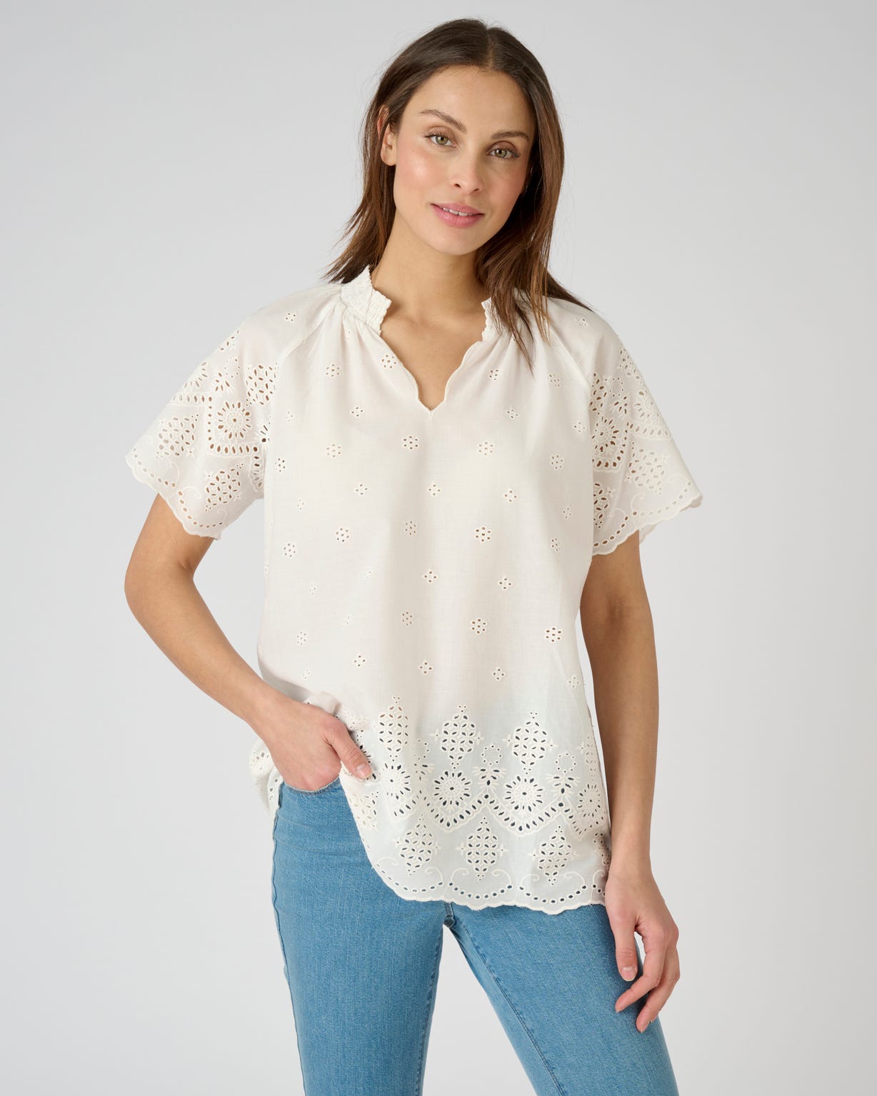 Blouse voile de coton broderie anglaise