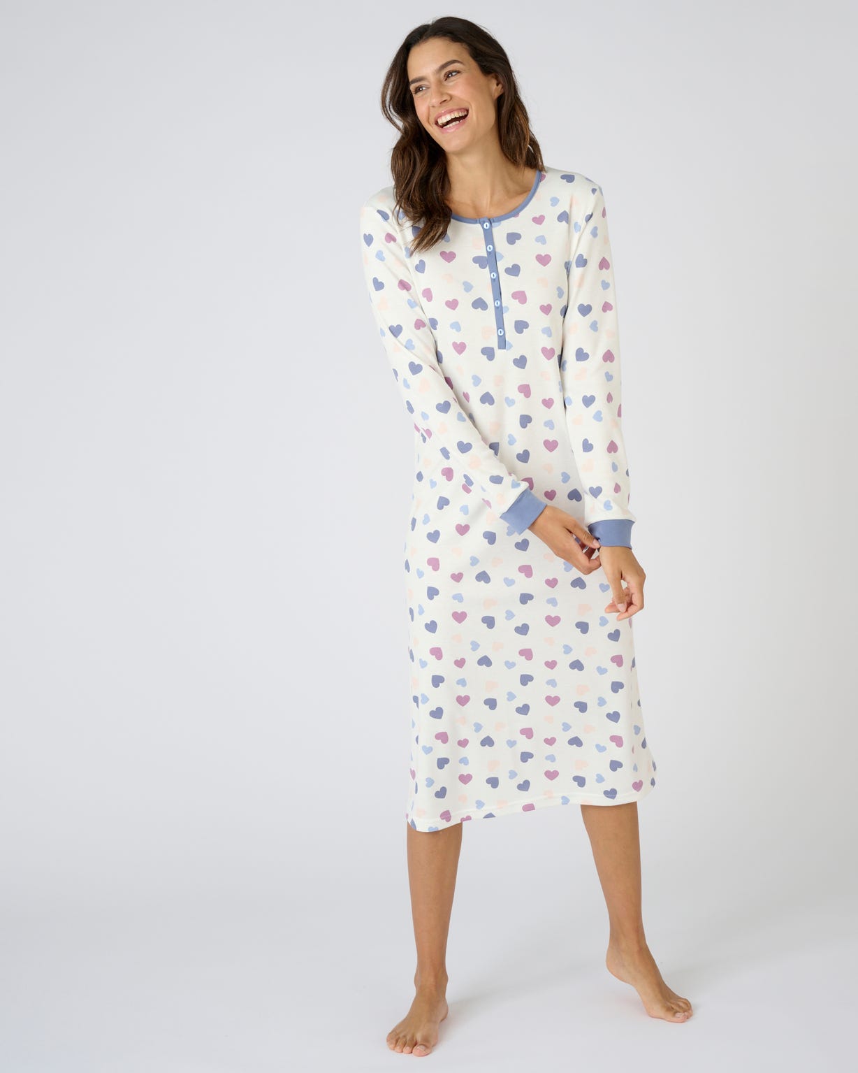 Chemise de nuit Thermolactyl col boutonné