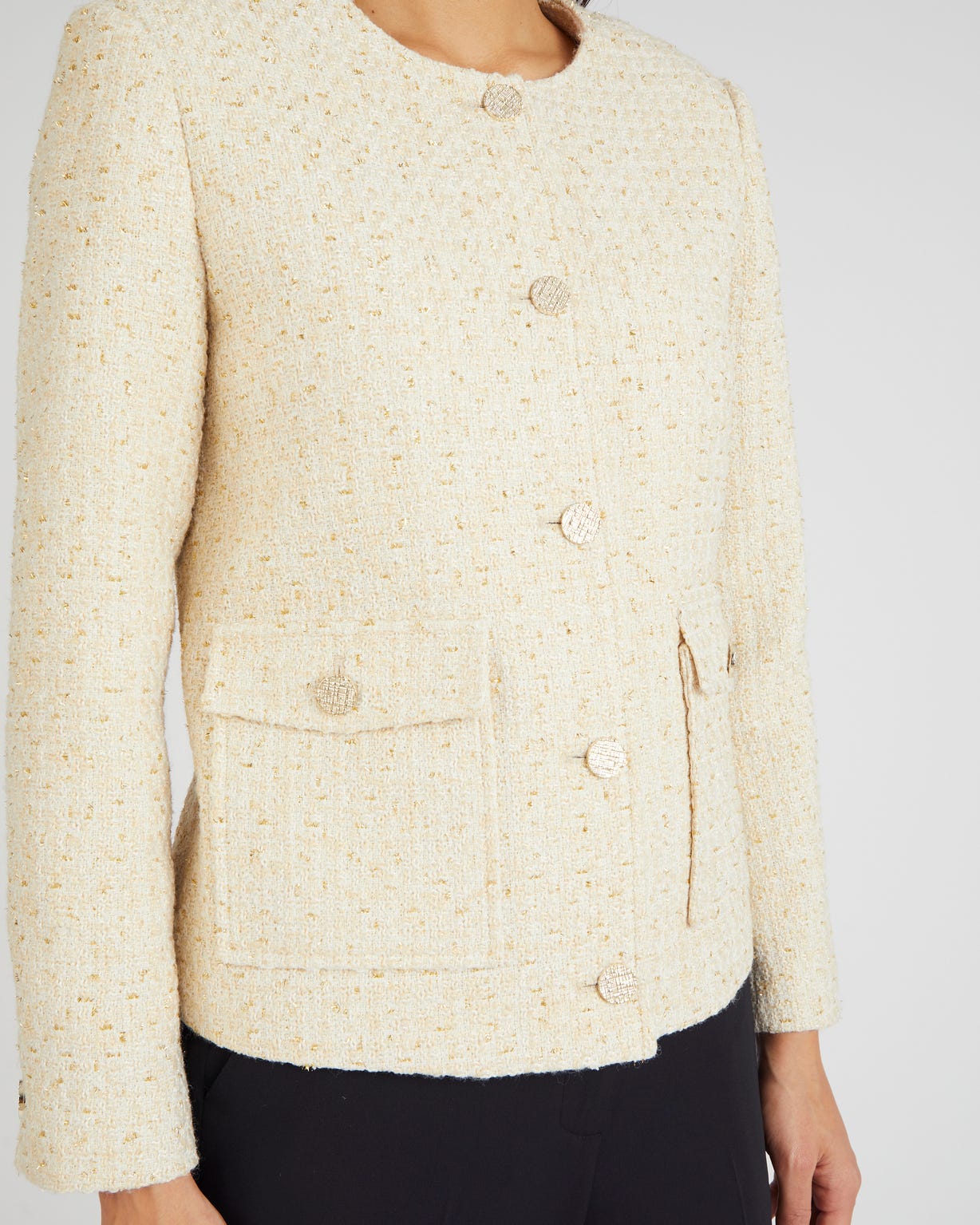 Veste effet tweed avec fil coloris doré