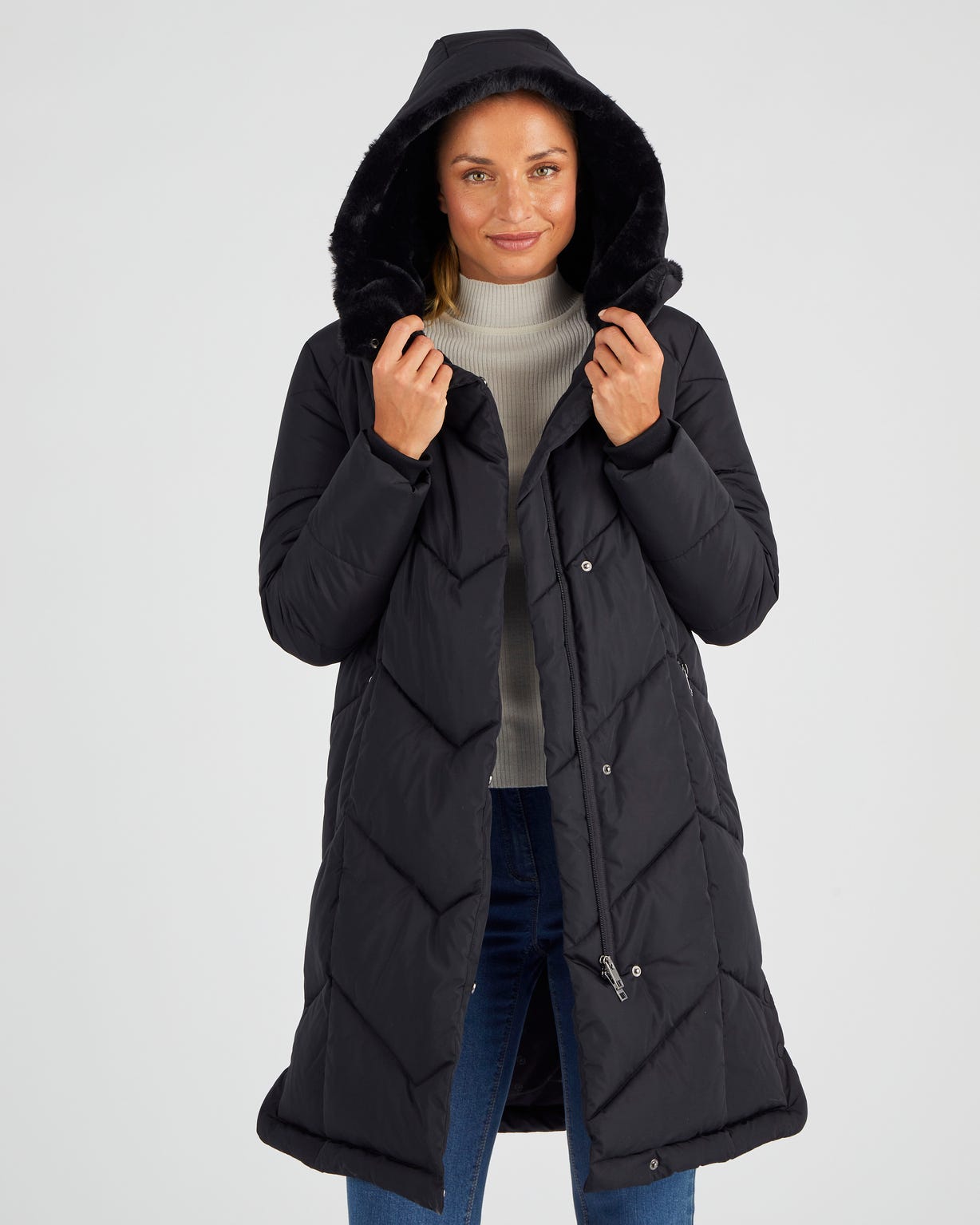 Parka longue, large col, doublée Thermolactyl