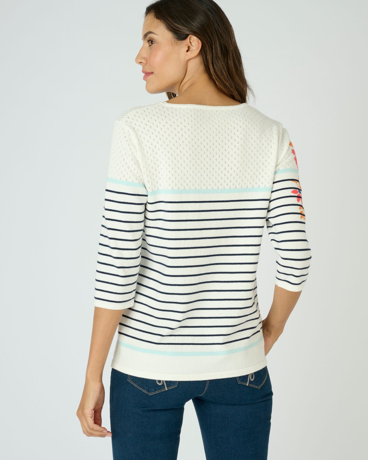 Pull uni et rayé imprimé floral