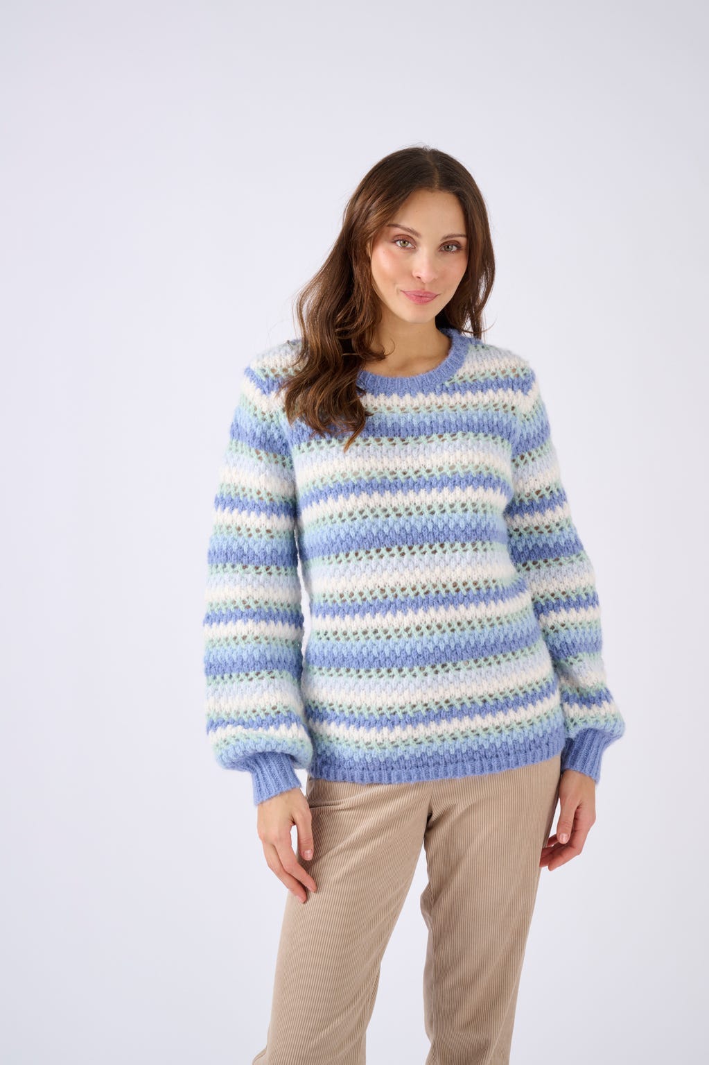 Pull manches ballon rayé